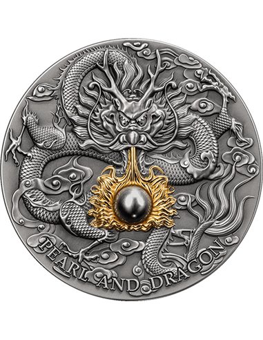BLACK PEARL AND DRAGON Divine Pearls 2 Oz Серебряная монета 5$ Ниуэ 2023