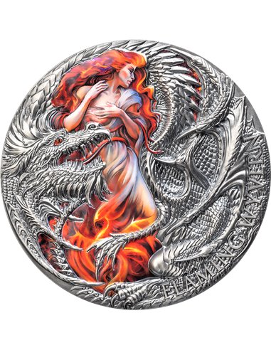 FLAMING WYVERN 2 Oz Silver Coin 2000 Francs Cameroon 2023