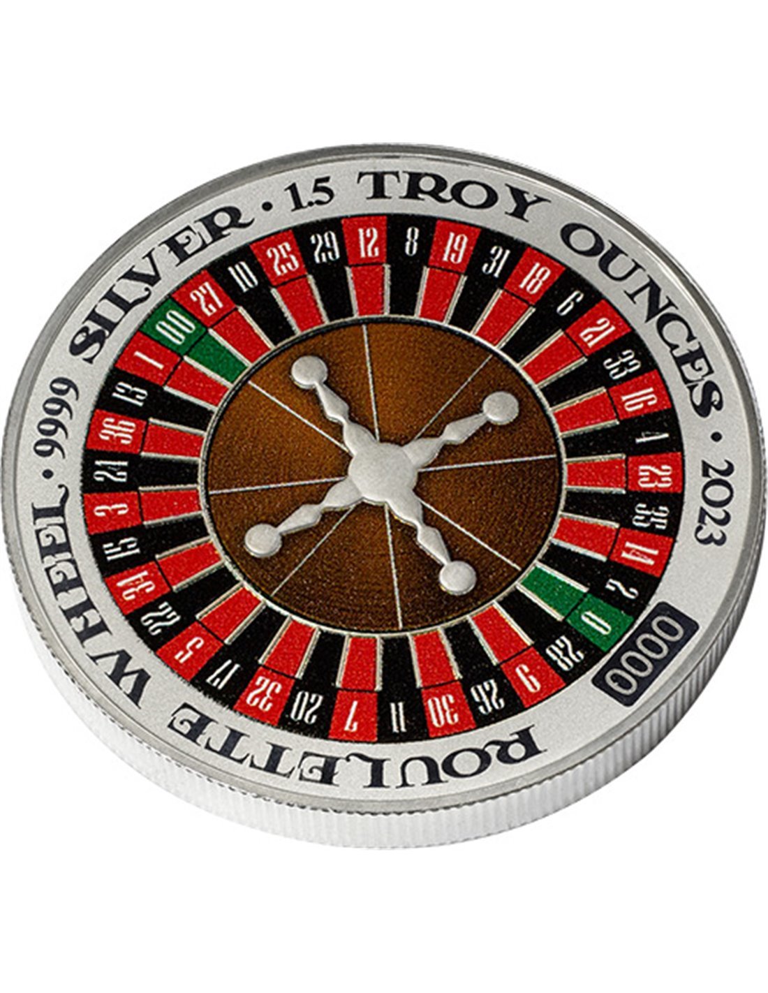 ROULETTE Wheel Spinning 1.5 Oz Silver Proof Coin 3$ Niue 2023