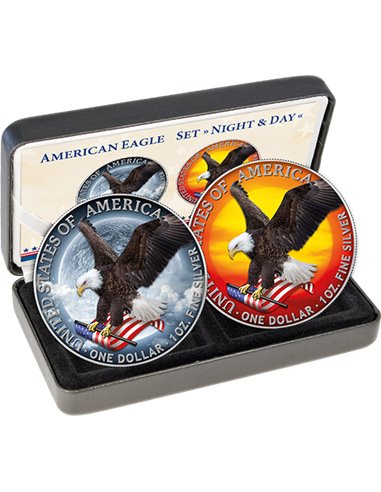 AMERICAN EAGLE NIGHT & DAY set 2 x 1 Oz Moneda Plata 1$ USA 2023