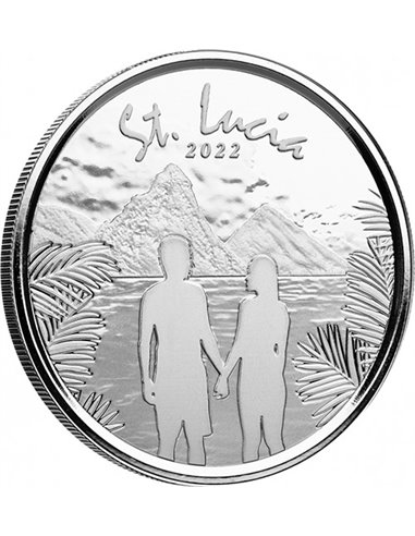 COPPIA St Lucia Island 1 Oz Moneta Argento 5$ ECCB 2022