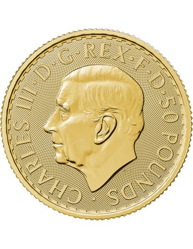 BRITANNIA King Charles III Золотая монета 1/2 унции 50£ Великобритания 2023