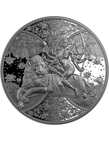 DURGA Divinidad Hindú 1 Oz Moneda Plata 2000 Francos Camerún 2023