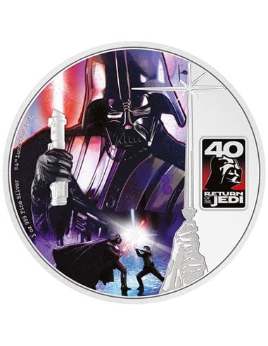 GWIEZDNE WOJNY Powrót Jedi 40. rocznica 3 Oz Srebrna Moneta 10 $ Nowość 2023