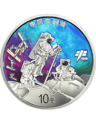 STACJA KOSMICZNA Chińscy astronauci Srebrna moneta 10 juanów Chiny 2022