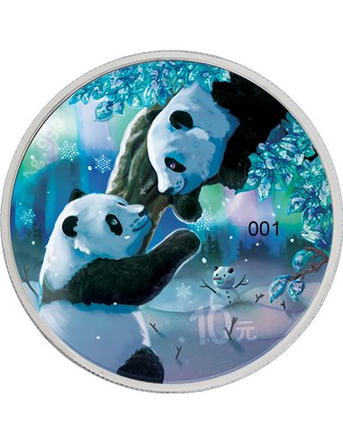 ЗИМА Четыре сезона Панда Серебряная монета 10 юаней Китай 2023