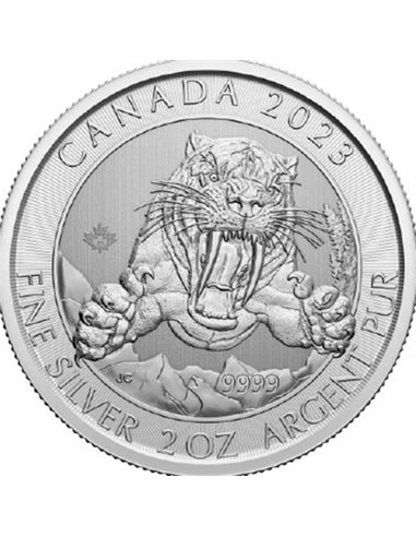 GATO DIENTE DE SABLE 2 Oz Moneda Plata 10$ Canada 2023
