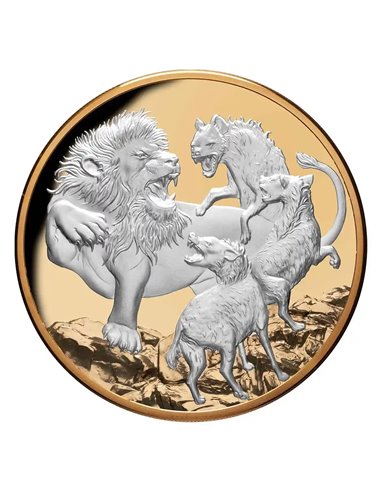 LION VERSUS HYENA Apex Predators 5 Oz Moneta Argento 10$ Niue 2022