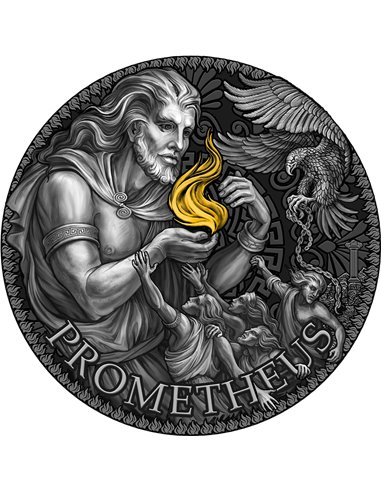 PROMETHEUS Große griechische Mythologie 3 Oz Silbermünze 3000 Francs Kamerun 2023
