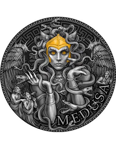 MEDUSA Gran Mitología Griega 2 Oz Moneda Plata 2000 Francos Camerún 2023