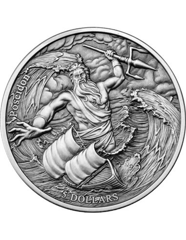 POSEIDON VS AQUARIUS Samoa Douze Olympiens Zodiac 1 Oz Silver Coin 5$ Samoa 2022