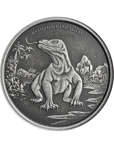 DRAGON DE KOMODO Antiguo 1 Oz Moneda Plata 2$ Tokelau 2023
