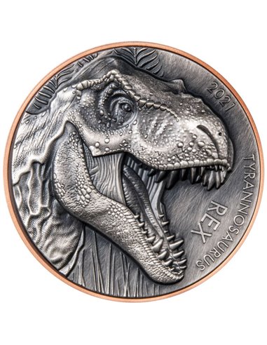 Биметаллическая серебряная монета TYRANNOSAURUS REX 10 Vatu Vanuatu 2021
