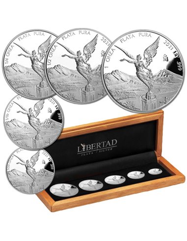 LIBERTAD 5 Münzen Silber Proof Set Münze Mexiko 2021