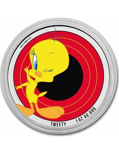 TWEETY Looney Tunes Цветная серебряная монета 1 унция 5$ Самоа 2023