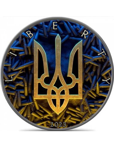 UKRAINE Bullets Liberty 1 Oz Silbermünze 1$ USA 2023
