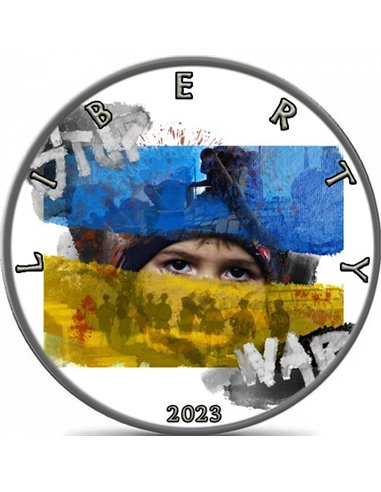 UKRAINA Stop War Eagle Walking Liberty 1 Uncja Srebrna Moneta 1$ USA 2023
