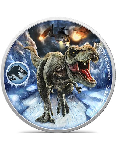 JURASSIC World Dominion Ice Age Edition Серебряная монета 50c Фиджи 2022