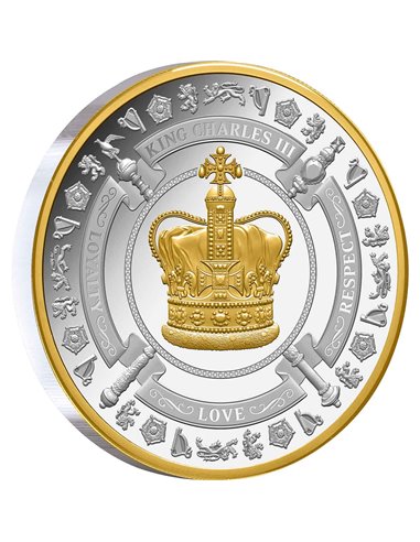 CORONATION CROWN Rey Carlos III 1 Oz Moneda Plata Proof 2$ Niue 2023