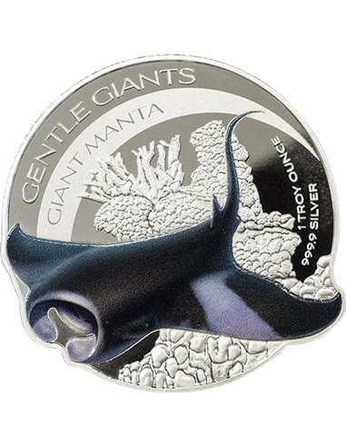 GIANT MANTA Gentle Giants Серебряная монета 1 унция 2$ Соломоновы острова 2023