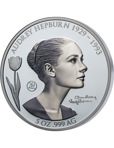 AUDREY HEPBURN Shadow Minting 5 Oz Silver Coin 10$ Samoa 2023