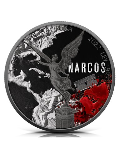 NARCOS Рутений Либертад 1 унция Серебряная монета Мексика 2022