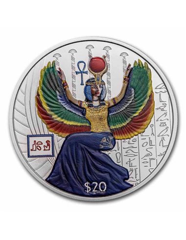ISIS Egipscy Bogowie Kolorowana srebrna moneta próbna 1$ Sierra Leone 2023