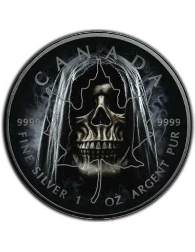 SMOKE GRIM REAPER Death Maple Leaf 1 Oz Silver Coin 5$ Canada 2018