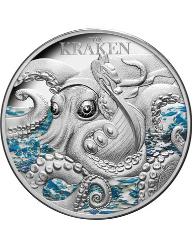 KRAKEN Mythical Creatures 2 Oz Moneda Plata 5$ Niue 2023