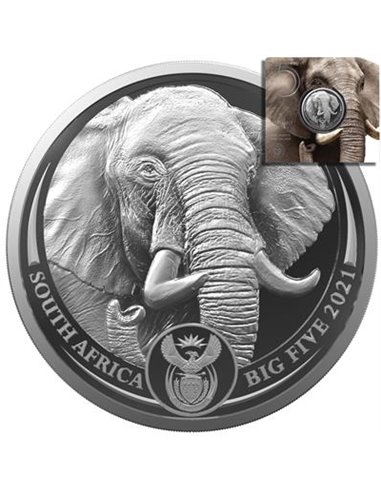 СЛОН Big Five II Серебряная монета 1 унция 5 рандов ЮАР 2021