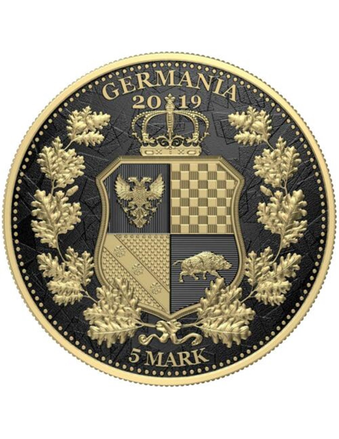 ALLEGORIES GERMANIA BRITANNIA Gold Rhodium 1 Oz Silver Coin 5 Mark