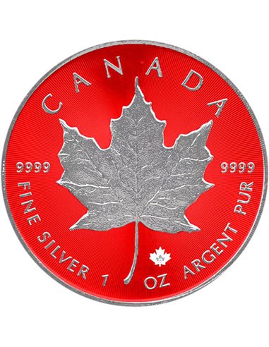 MAPLE LEAF Space Red 1 Oz Серебряная монета 5$ Канада 2022
