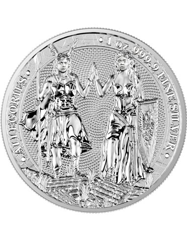 ALLEGORIES GALIA & GERMANIA 1 Oz Moneda Plata 5 Mark Germania 2023