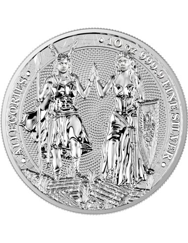 ALLEGORIES GALIA & GERMANIA Серебряная монета 10 унций 50 марок Германия 2023