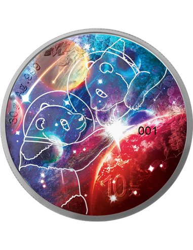 PANDA GLOWING GALAXY V EDITION 30 г Серебряная светящаяся в темноте монета 10 юаней Китай 2023
