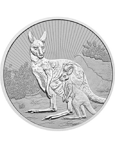 Känguru Mutter und Baby 2 Oz Silbermünze 2$ Australien 2023