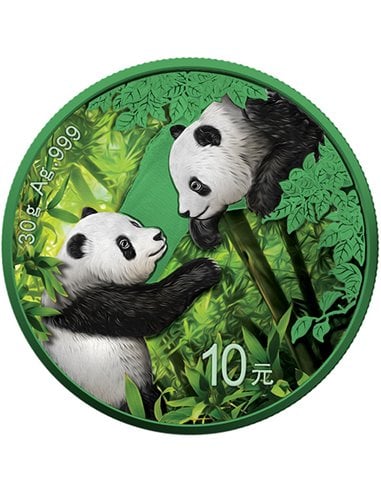 PANDA GREEN FOREST 30g Moneda Plata Resplandor en la Oscuridad 10 Yuan China 2023