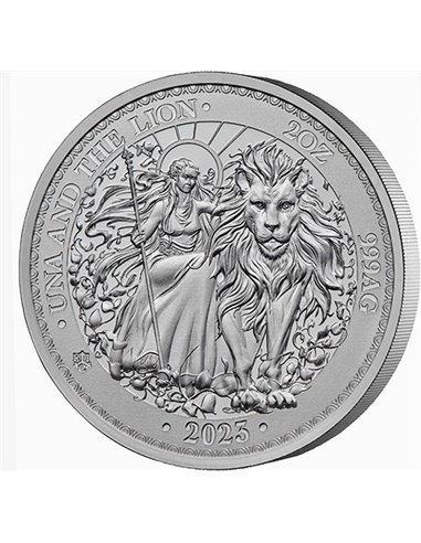 UNA AND THE LION Su Majestad 2 Oz Moneda Plata 2 Pound Santa Helena 2023