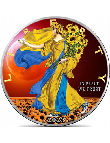 UKRAINE LUNAR ECLIPSE Walking Liberty 1 Oz Moneda Plata 1$ USA 2022