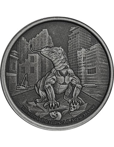 KOMODO DRAGON AI Apocalypse Antique 1 Oz Silver Coin 2$ Tokelau 2022