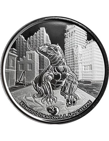 KOMODO DRAGON AI Apocalypse 1 Oz Silver Coin 2$ Tokelau 2022