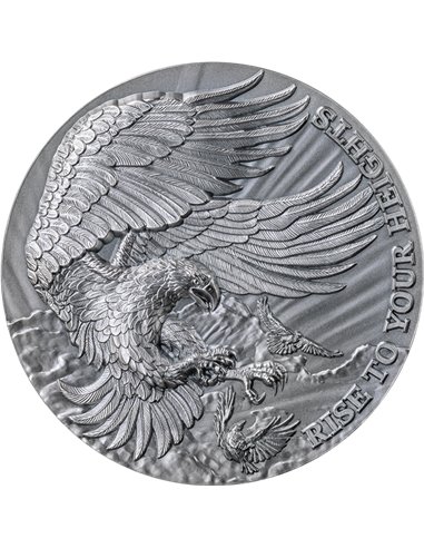 EAGLE AND RAVEN Life Quotes 2 Oz Silver Coin 10 Cedis Ghana 2023