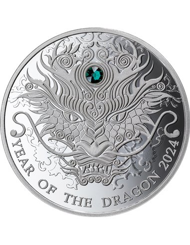 DRAGON Année Lunaire 1/2 Oz Silver Coin 2 Cedis Ghana 2024