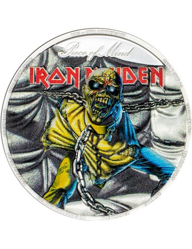 PIECE OF MIND Iron Maiden 2 Oz Moneta Argento 10$ Cook Islands 2023