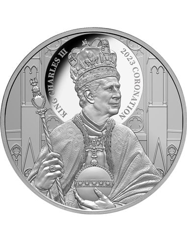 KING CHARLES III CORONATION 1 Oz Moneda Plata 1$ Niue 2023