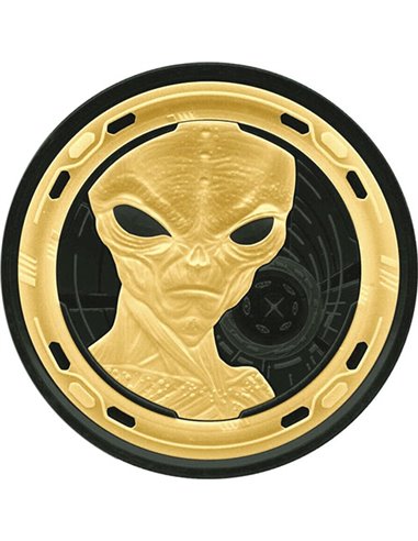 ALIEN Gold Black Empire Edition 1 Oz Silver Proof Coin 5 Cedis Ghana 2022