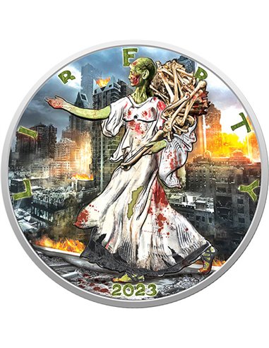 ZOMBIE APOCALYPSE EDITION Walking Liberty 1 Oz Silver Coin 1$ USA 2023