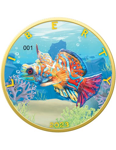 FISH Colors of Paradise II Walking Liberty 1 Oz Moneda Plata 1$ USA 2023