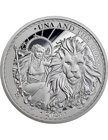 UNA AND THE LION Su Majestad 1 Oz Moneda Plata Proof 1 Libra Santa Helena 2023