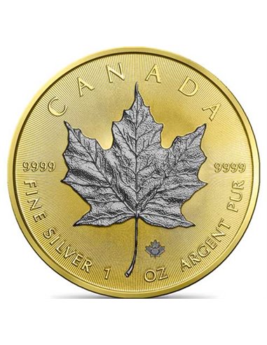 GOLD RUTHENIUM EDITION Maple Leaf 1 Oz Silver Coin 5$ Canada 2021